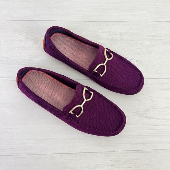 NEW Rothy’s Double Bit The Driver Loafers Size 8.5 Purple Sapphire Comfort Shoes - Picture 2 of 16